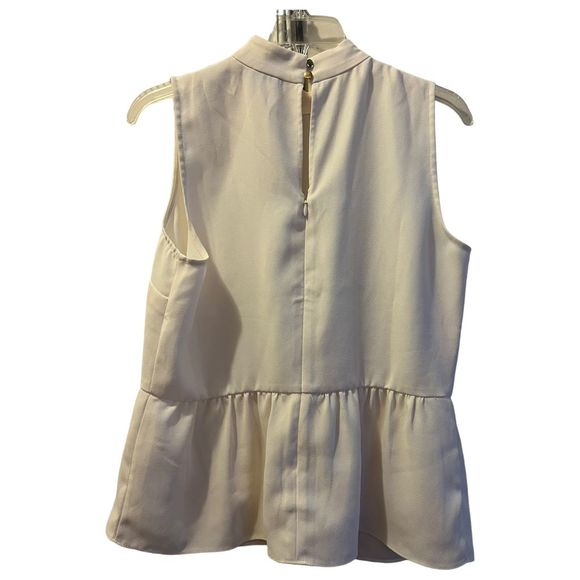 J.Crew Women's White High Neck Peplum Blouse Sleeveless Top with Collar Detail - Picture 6 of 7